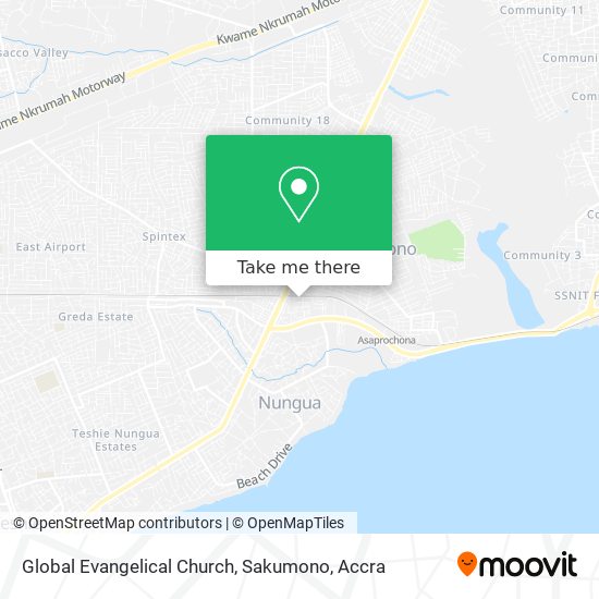 Global Evangelical Church, Sakumono map
