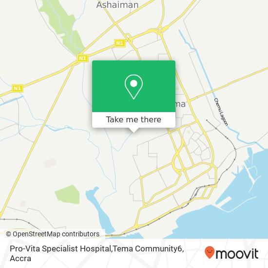 Pro-Vita Specialist Hospital,Tema Community6 map