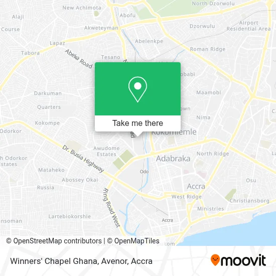 Winners' Chapel Ghana, Avenor map