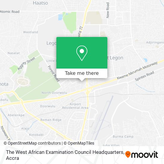 The West African Examination Council Headquarters map