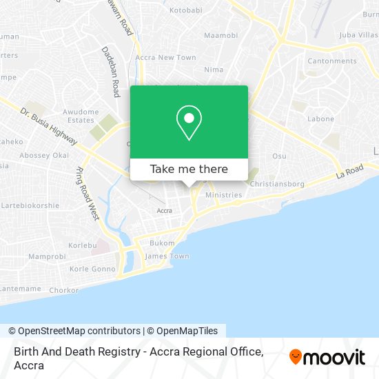Birth And Death Registry - Accra Regional Office map