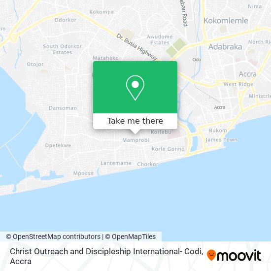 Christ Outreach and Discipleship International- Codi map