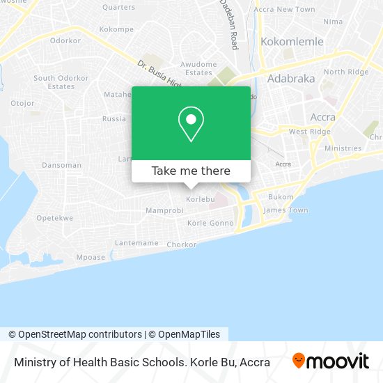 Ministry of Health Basic Schools. Korle Bu map