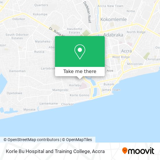 Korle Bu Hospital and Training College map