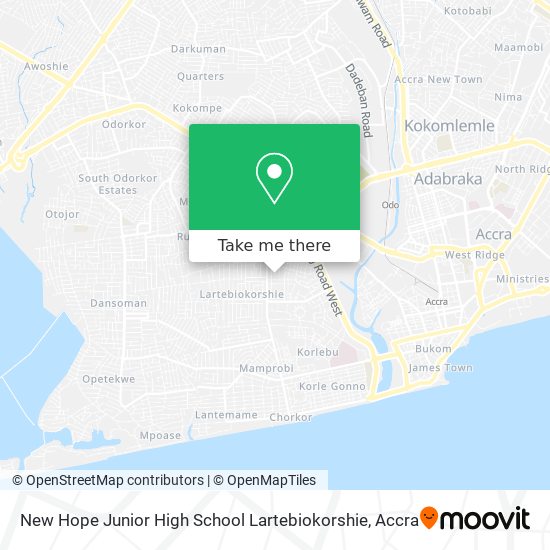 New Hope Junior High School Lartebiokorshie map