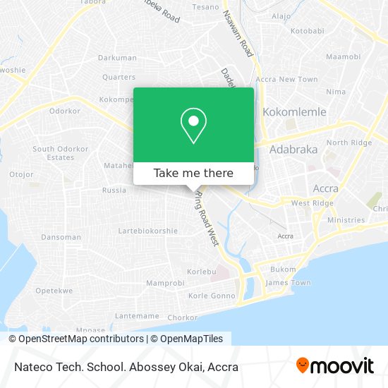 Nateco Tech. School. Abossey Okai map