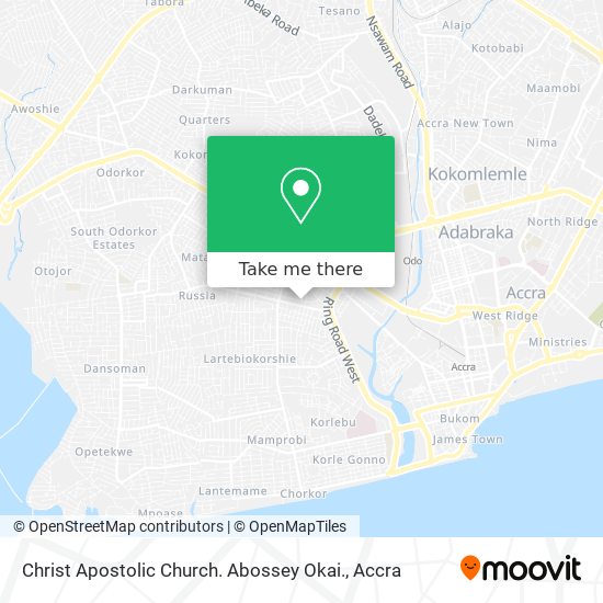 Christ Apostolic Church. Abossey Okai. map