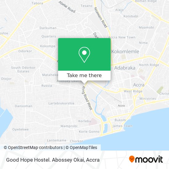 Good Hope Hostel. Abossey Okai map