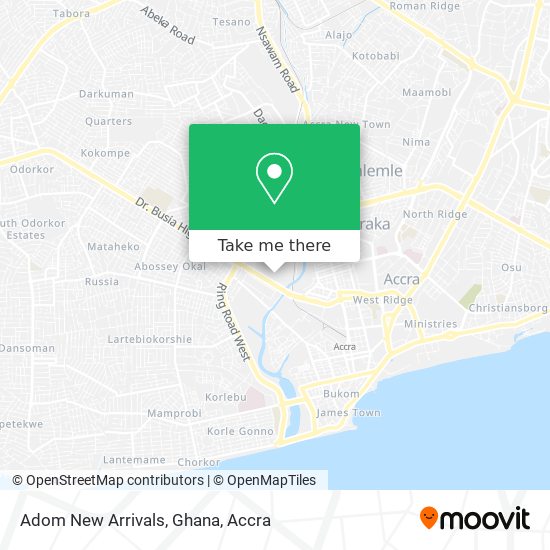 Adom New Arrivals, Ghana map