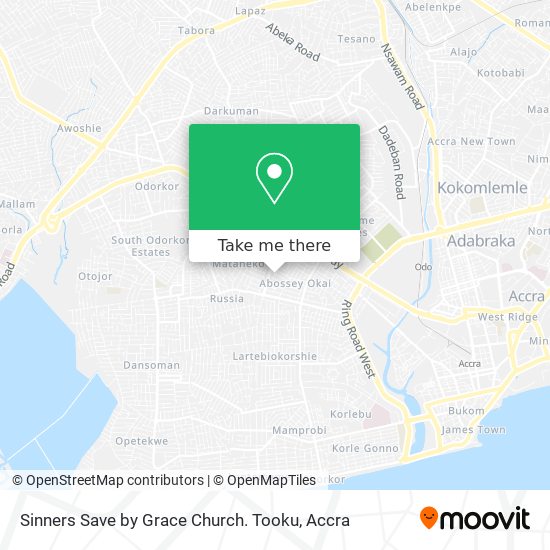 Sinners Save by Grace Church. Tooku map