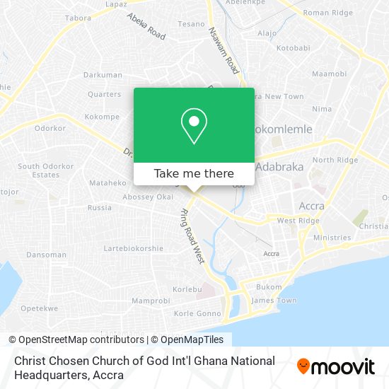 Christ Chosen Church of God Int'l Ghana National Headquarters map