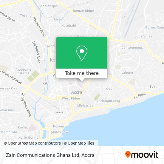 Zain Communications Ghana Ltd map