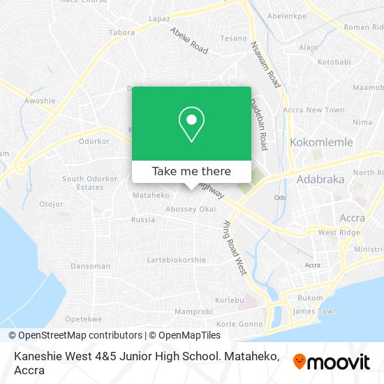 Kaneshie West 4&5 Junior High School. Mataheko map