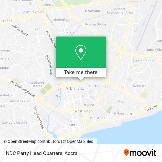 NDC Party Head Quarters map