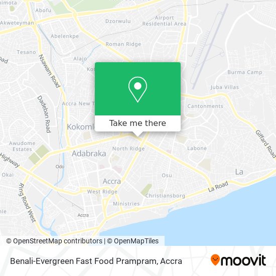 Benali-Evergreen Fast Food Prampram map