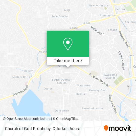 Church of God Prophecy. Odorkor map