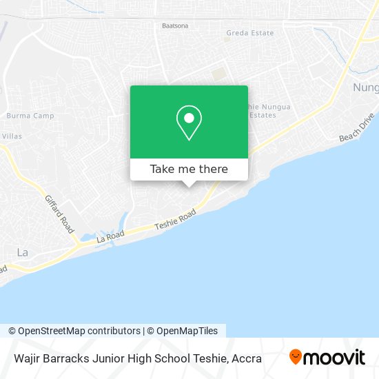 Wajir Barracks Junior High School Teshie map