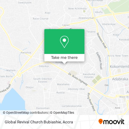 Global Revival Church Bubiashie map