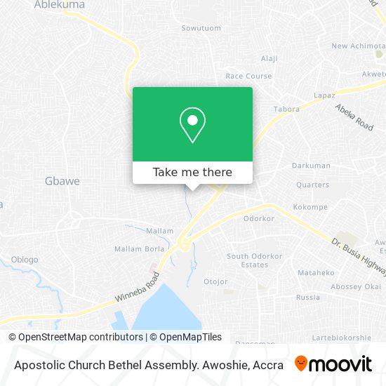 Apostolic Church Bethel Assembly. Awoshie map