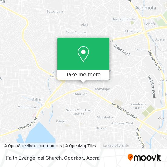 Faith Evangelical Church. Odorkor. map