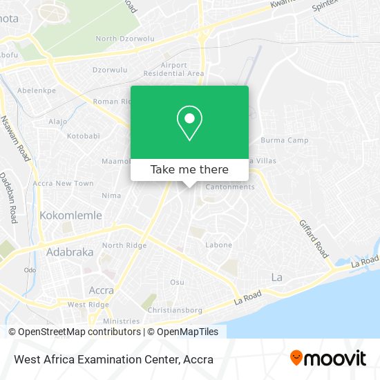 West Africa Examination Center map