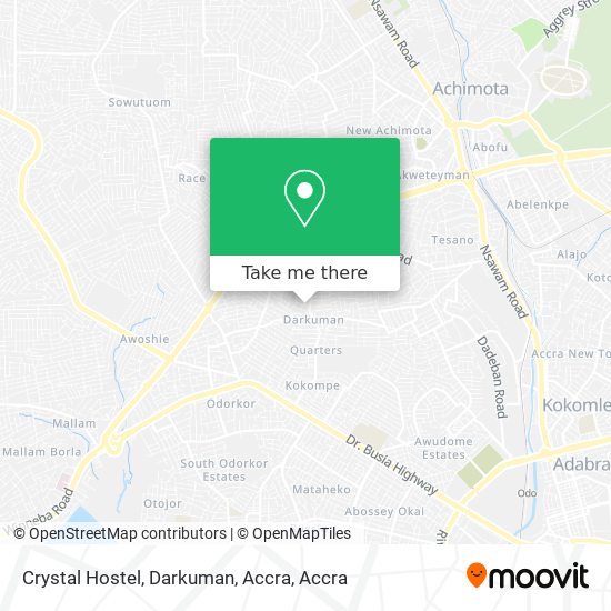 Crystal Hostel, Darkuman, Accra map