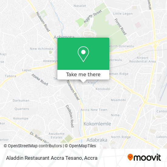 Aladdin Restaurant Accra Tesano map
