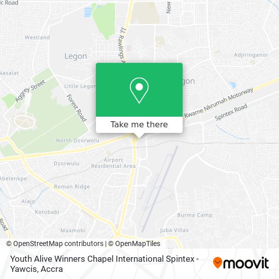 Youth Alive Winners Chapel International Spintex - Yawcis map