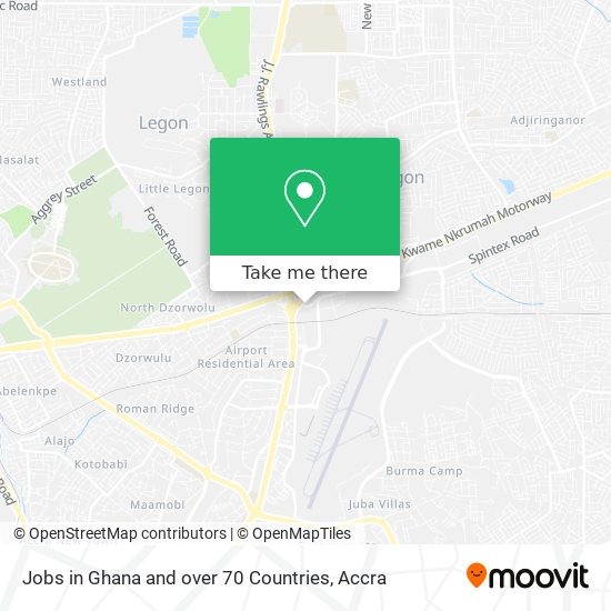 Jobs in Ghana and over 70 Countries map