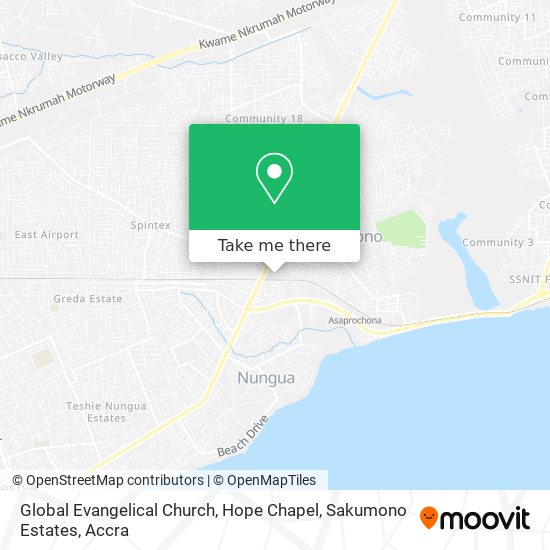 Global Evangelical Church, Hope Chapel, Sakumono Estates map