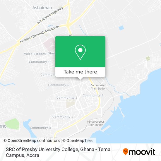 SRC of Presby University College, Ghana - Tema Campus map