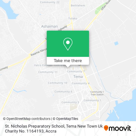 St. Nicholas Preparatory School, Tema New Town Uk Charity No. 1164193 map