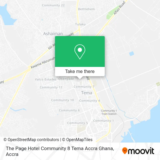 The Page Hotel Community 8 Tema Accra Ghana map
