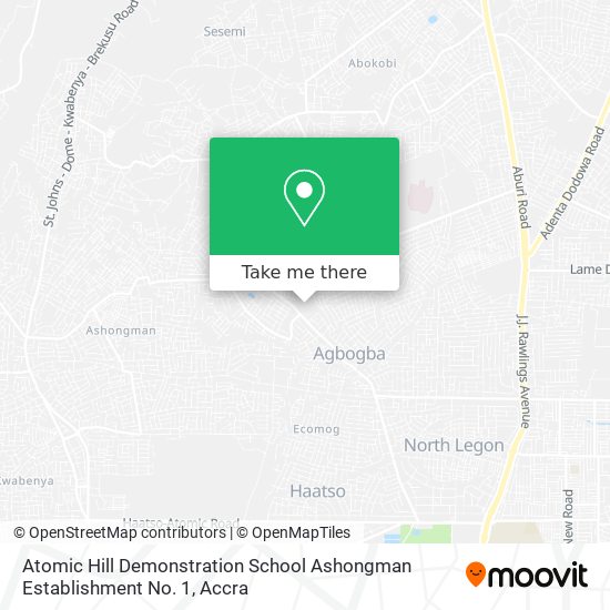 Atomic Hill Demonstration School Ashongman Establishment No. 1 map