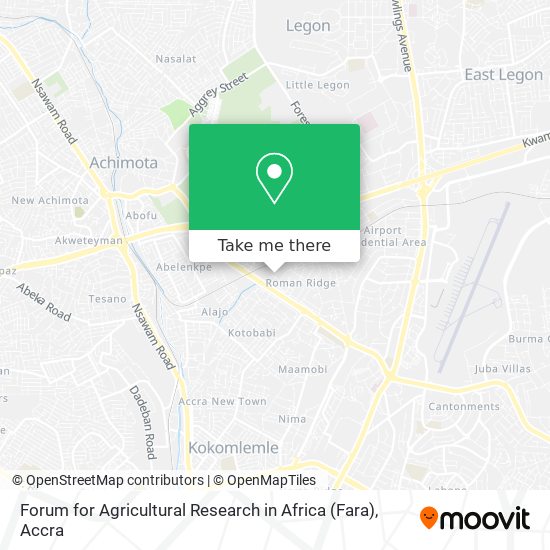 Forum for Agricultural Research in Africa (Fara) map