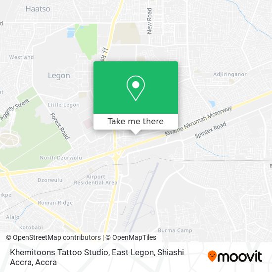 Khemitoons Tattoo Studio, East Legon, Shiashi Accra map