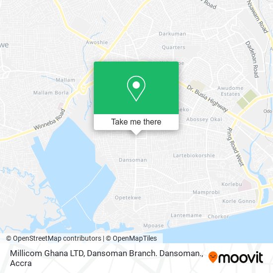 Millicom Ghana LTD, Dansoman Branch. Dansoman. map