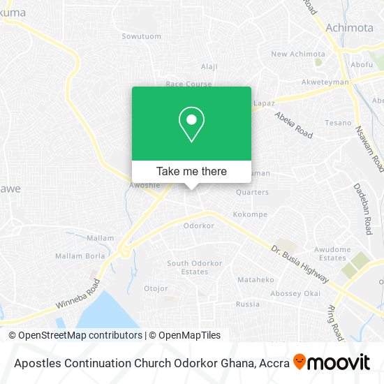 Apostles Continuation Church Odorkor Ghana map