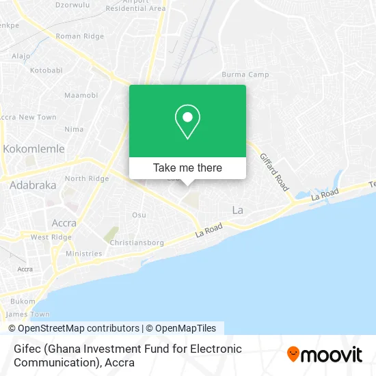 Gifec (Ghana Investment Fund for Electronic Communication) map