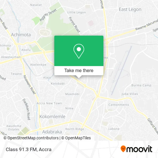 Class 91.3 FM map