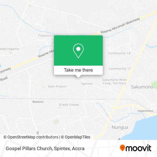 Gospel Pillars Church, Spintex map