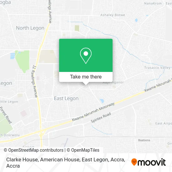 Clarke House, American House, East Legon, Accra map