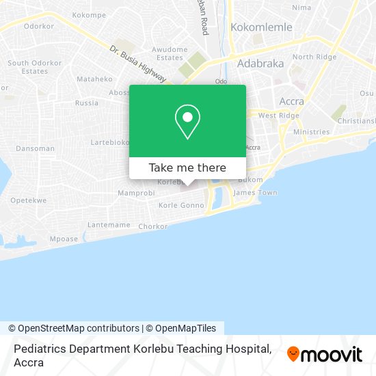 Pediatrics Department Korlebu Teaching Hospital map