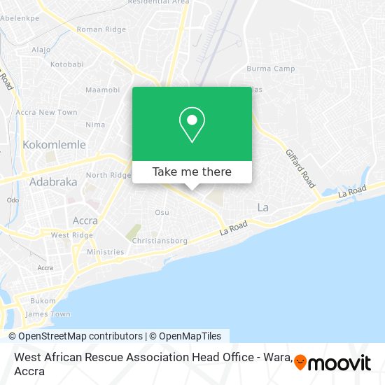 West African Rescue Association Head Office - Wara map