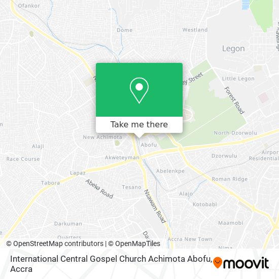 International Central Gospel Church Achimota Abofu map
