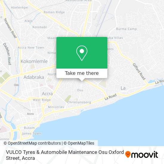 VULCO Tyres & Automobile Maintenance Osu Oxford Street map