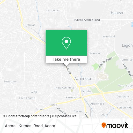 Accra - Kumasi Road map