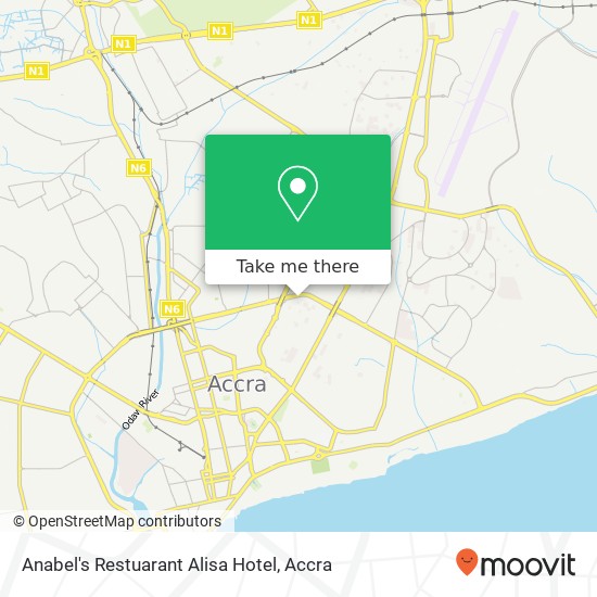 Anabel's Restuarant Alisa Hotel, North Ridge Crescent Accra, Accra Metropolis map