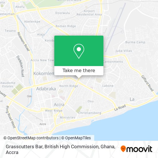 Grasscutters Bar, British High Commission, Ghana map