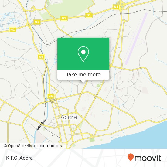 K.F.C, Justin Street Accra, Accra Metropolis map